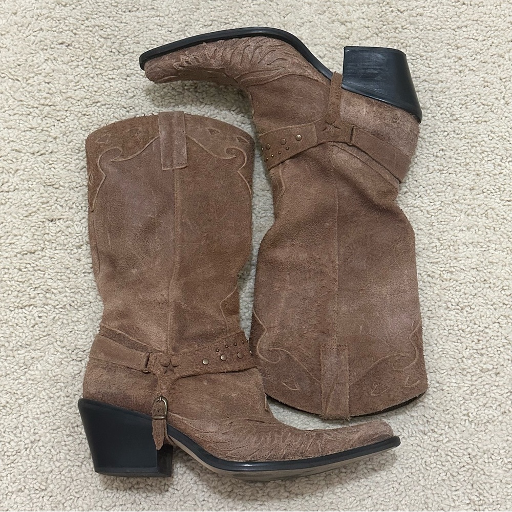 MIA Tan Suede Heeled Boots